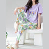 Purple bunny printed ladies night suit cotton jersey fabric