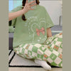 Happy day printed green ladies night suitcotton jersey fabric