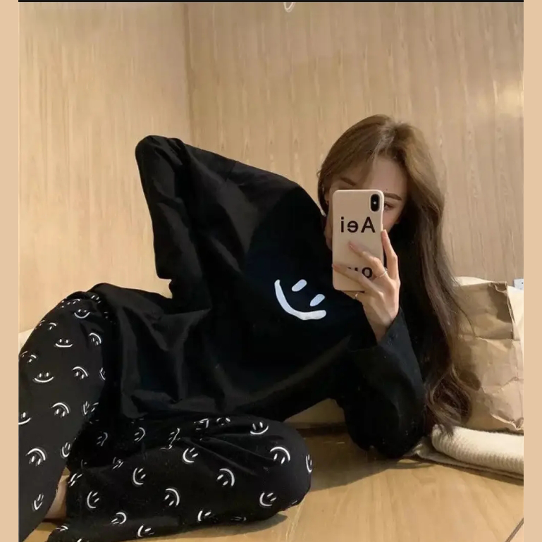 black smile  printed design night suit full sleeve cotton jarsy