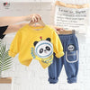 Yellow White Panda Printed Kids Winter Track Suit Fabric Fleece
