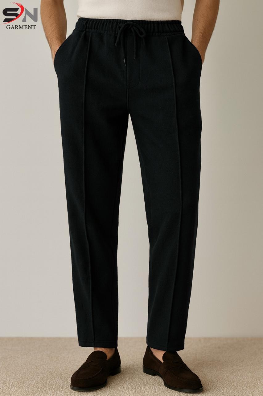 black Fleece Front Stripe Trouser For Mens & Boys